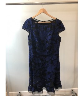 TADASHI NAVY BURNOUT COCKTAIL DRESS SIZE 16