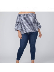 Lane Bryant Gingham Off the Shoulder Top Size 22/24