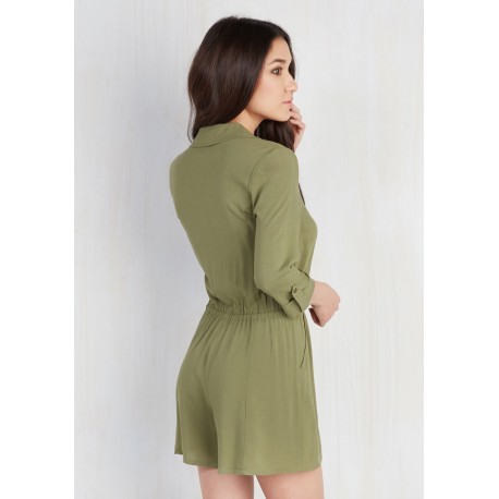 Modcloth So Field With Joy Romper in Olive Size 3X