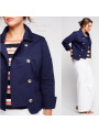 Lane Bryant Double Breasted Navy Cotton Jacket Size 26