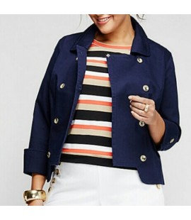 Lane Bryant Double Breasted Navy Cotton Jacket Size 26