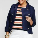 Lane Bryant Double Breasted Navy Cotton Jacket Size 26