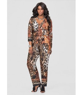 Ashley Stewart Animal Print Jumpsuit Size 26