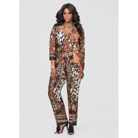 Ashley Stewart Animal Print Jumpsuit Size 26