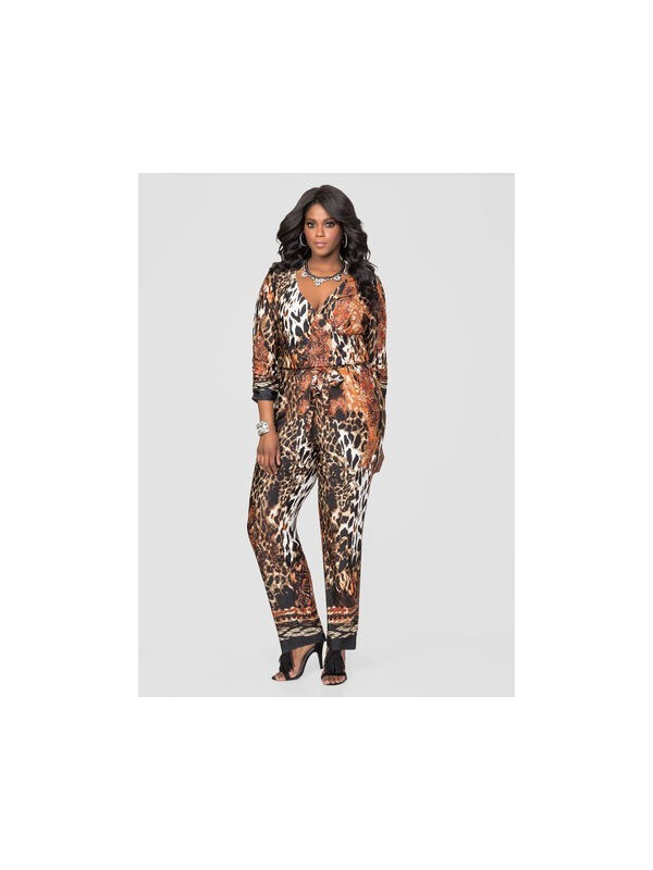 Ashley Stewart Animal Print Jumpsuit Size 26