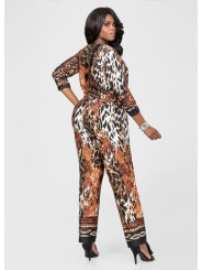 Ashley Stewart Animal Print Jumpsuit Size 26