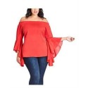 City Chic Long Sleeve Off-The-Shoulder Bell Sleeve Blouse Size 14