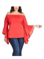 City Chic Long Sleeve Off-The-Shoulder Bell Sleeve Blouse Size 14