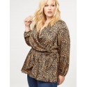 Lane Bryant Leopard Faux-Wrap Top Size 28