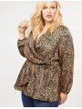 Lane Bryant Leopard Faux-Wrap Top Size 28