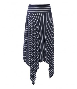 CABI Navy Stripe Asymmetrical Skirt - Size L