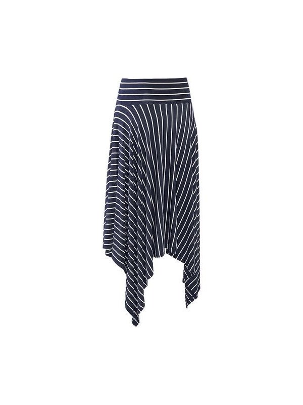 CABI Navy Stripe Asymmetrical Skirt - Size L