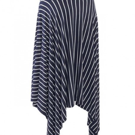 CABI Navy Stripe Asymmetrical Skirt - Size L