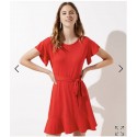 LOFT Red Tie Waist Flounce Dress Size 22