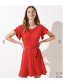 LOFT Red Tie Waist Flounce Dress Size 22