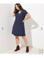 LOFT Blue and White Leafed V-Neck Flare Dress Size 20