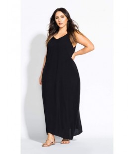 City Chic Women's Black V Neck Maxi