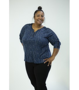 LUCKY BRAND NAVY 3/4 SLEEVE PEASANT TOP SIZE 2X